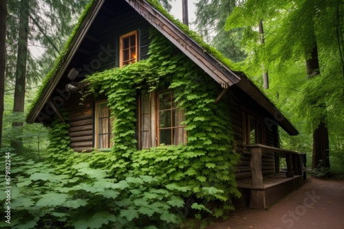 small, ivy-enshrouded wooden cottage in the forest © Alfazet Chronicles