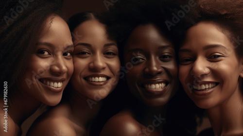 Group of beautiful women of different races come together to create a vibrant portrait. Concept of ethnic diversity. Generative ai