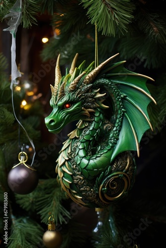 New Year Christmas tree ball in shape of dragon