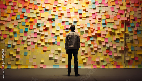 Man in front of sticky notes wall