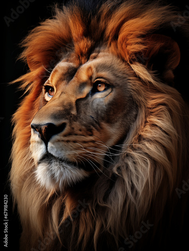 Portrait of a male lion  Panthera leo  with mane