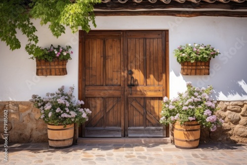 wide wooden farmhouse door in french country style