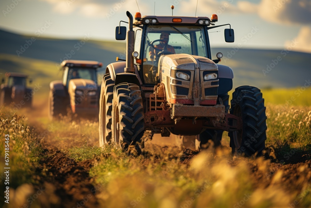 Fototapeta premium tractor in the field