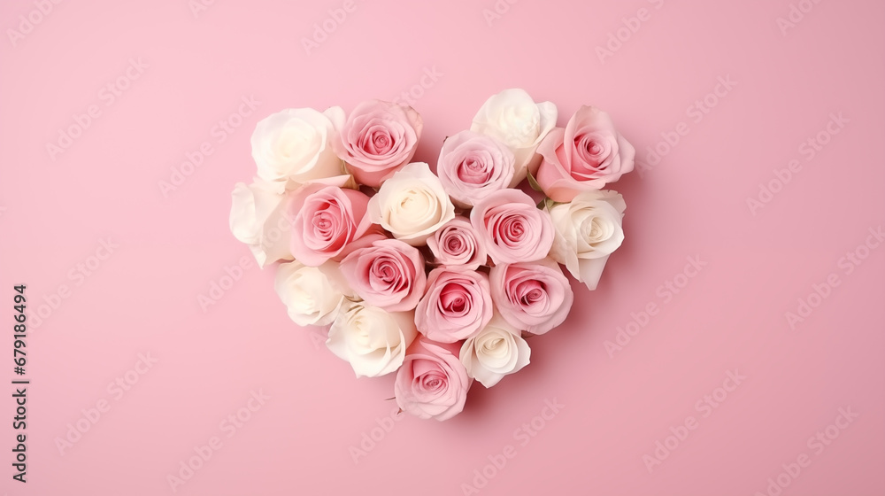 Heart of pink roses