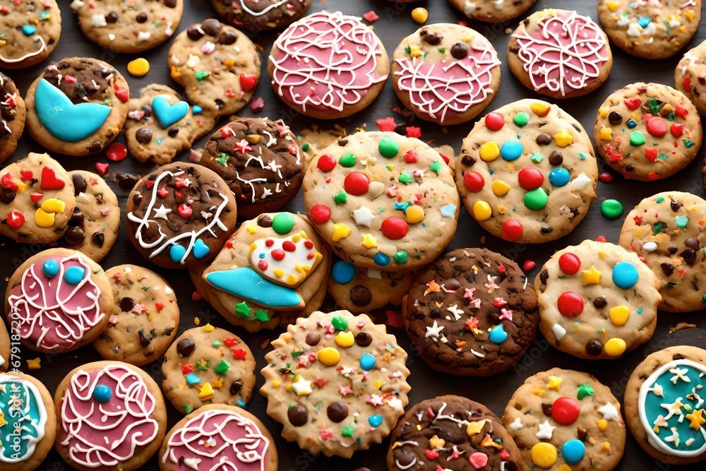 ookies with sprinkles in different color and choclate