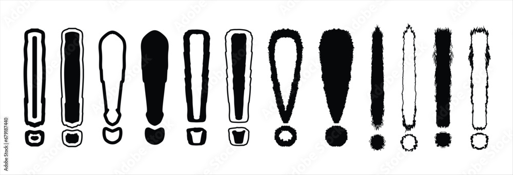 Set of Exclamation Signs Silhouette Vector Set of Exclamation Signs Silhouette Vector