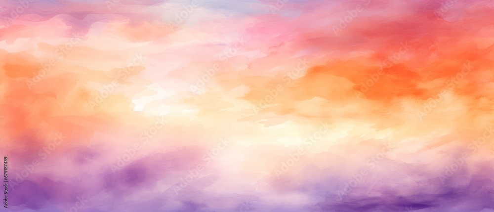 Abstract watercolor symphony in orange and purple shades