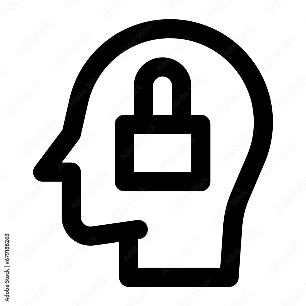 Mental block icon with outline style. Mental block icon with outline style.