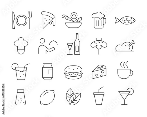 Restaurant Icons - Vector Line. Editable Stroke.