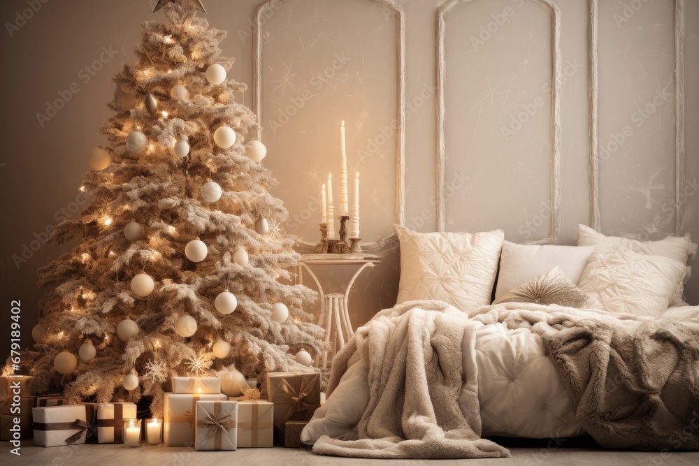 Christmas design interior in boho style Christmas design interior in boho style