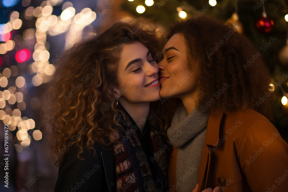 Made with Generative AI picture of adorable couple new year season celebrations portrait Made with Generative AI picture of adorable couple new year season celebrations portrait