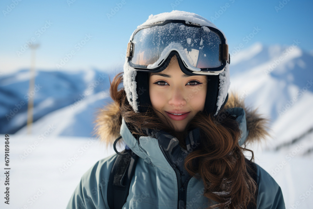 Generative AI Young people sports fans snowboarding climbing up down mountain resort christmas time Generative AI Young people sports fans snowboarding climbing up down mountain resort christmas time