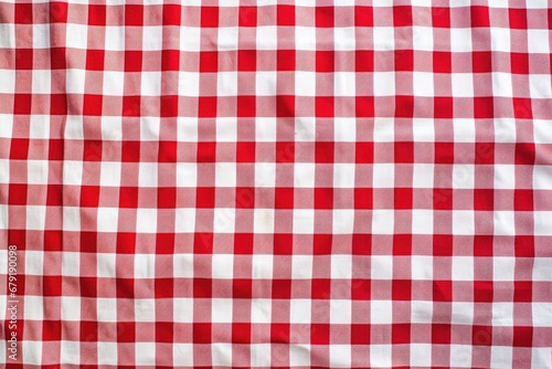 red and white plaid tablecloth texture with crumpled effect