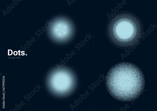Abstract circle dots pattern on dark blue background. Retro style. Geometric dot art design. Suit for poster, banner, brochure, cover, presentation, website, flyer