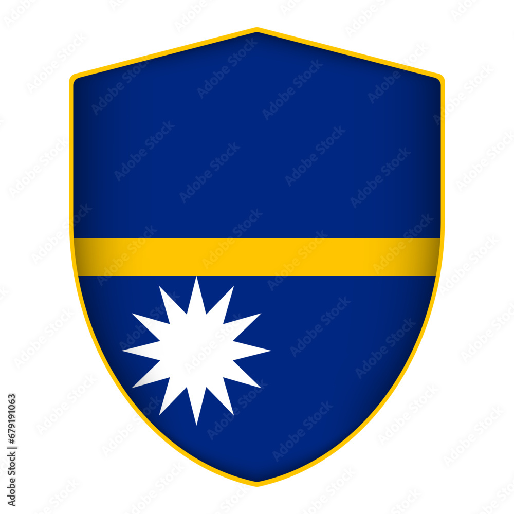 Nauru flag in shield shape. Vector illustration. Nauru flag in shield shape. Vector illustration.