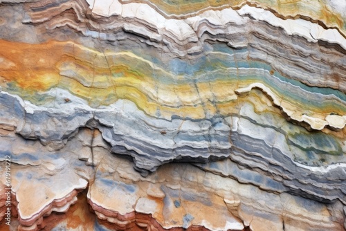 multicolored sedimentary rock layers closeup