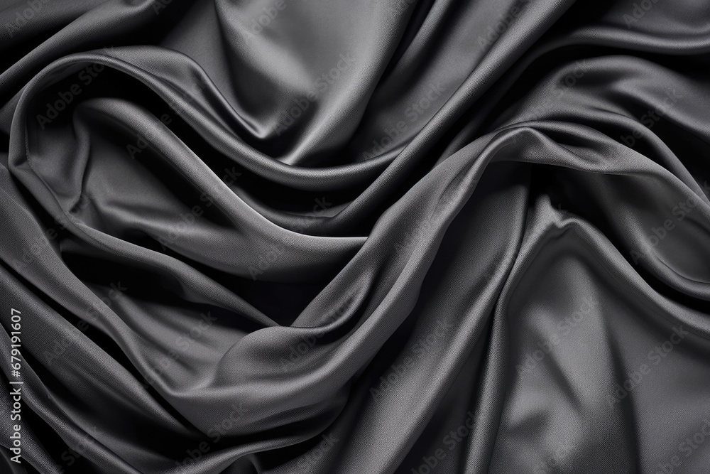Fototapeta premium exquisite folds of a charcoal-colored satin fabric