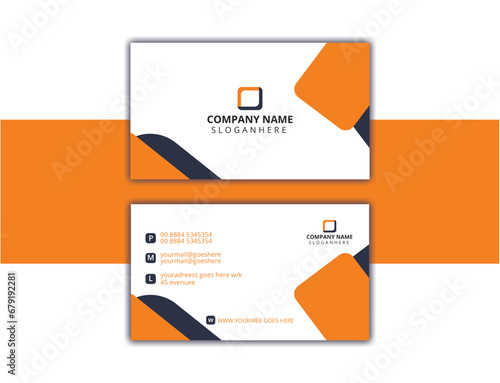 Blue and Orange combination modern creative business card and Company card, horizontal simple clean template vector design, layout in rectangle standard size., Modern and simple business card.