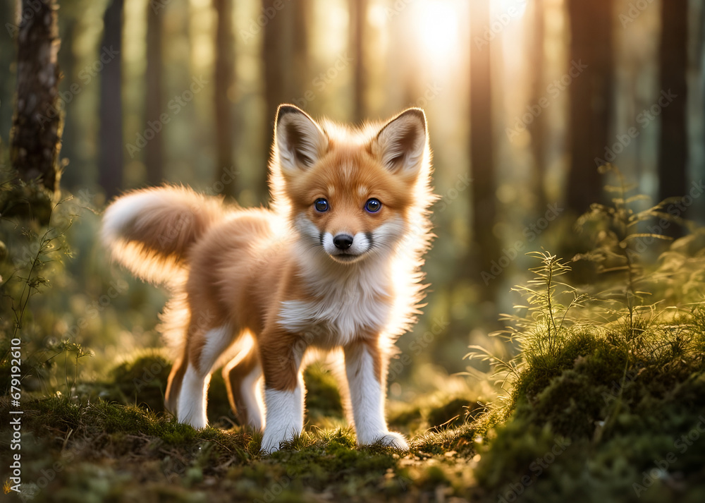 red fox in the grass forest