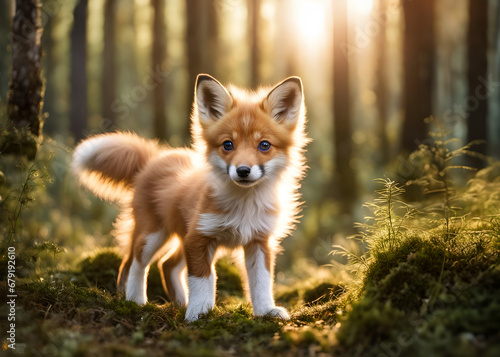Obraz na płótnie red fox in the grass forest w salonie