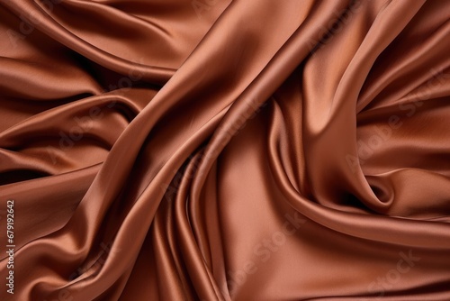 folded brown silk fabric with rich texture