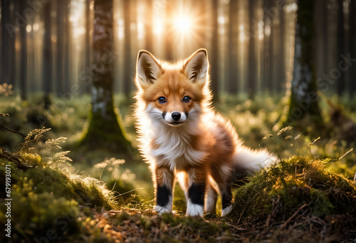 Obraz na płótnie red fox in the forest w salonie
