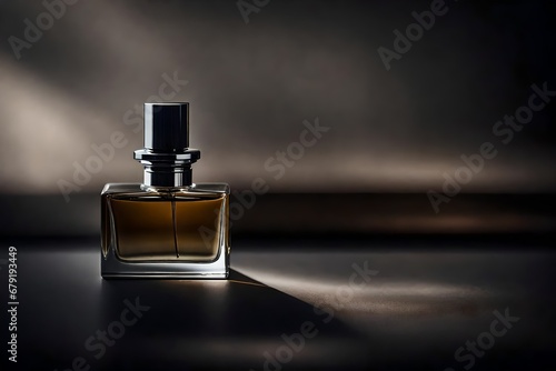 minimalist and classy perfume container advertising template , dark grey and dull tones