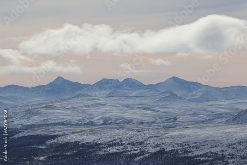 View of Rondane National Park from Dovrefjell National Park Norway