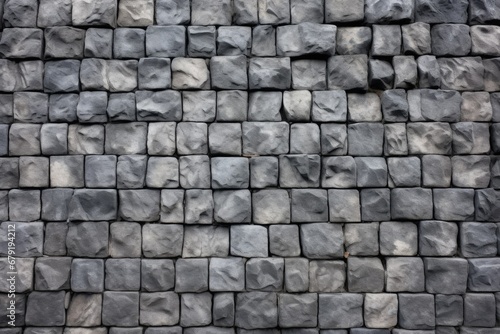 square grey stone wall up close