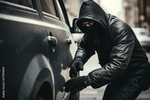 Thief trying to steal a car