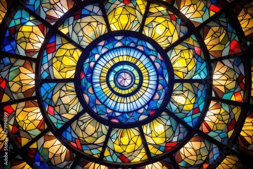 kaleidoscopic spirals in stained glass windows