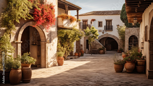 Historic Spanish courtyard with traditional architecture photo