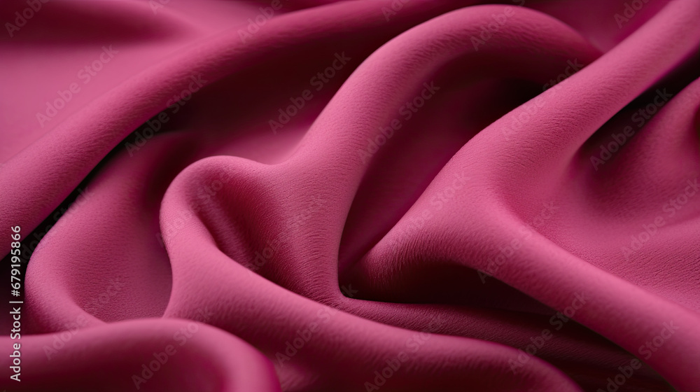 Obraz premium pink satin background, pink silk background, A piece of fabric lies in beautiful waves. layers of French terry pink amaranth textile.