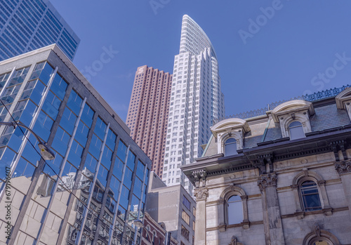 High-rise office towers and old buildings in downtown Toronto. © loga25