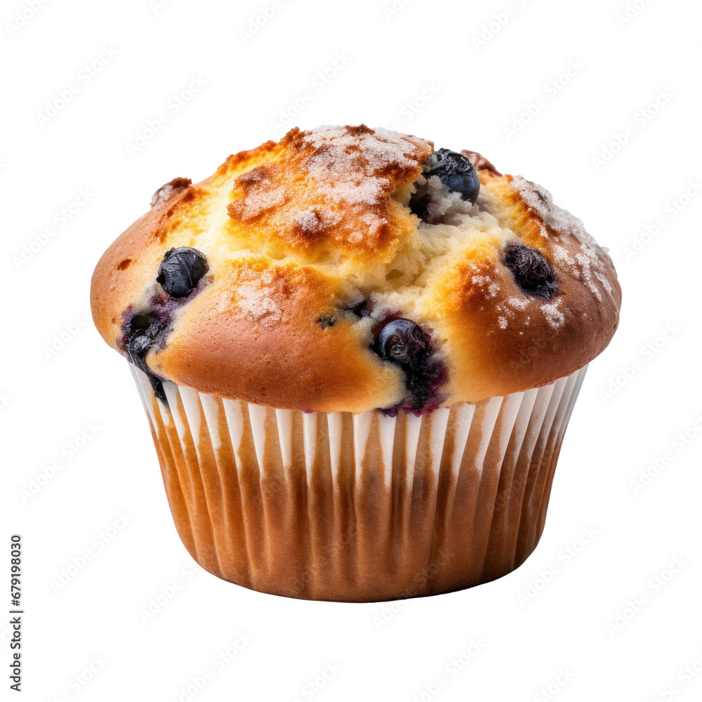 Blueberry muffin cupcake isolated on transparent background. Generative Ai Blueberry muffin cupcake isolated on transparent background. Generative Ai