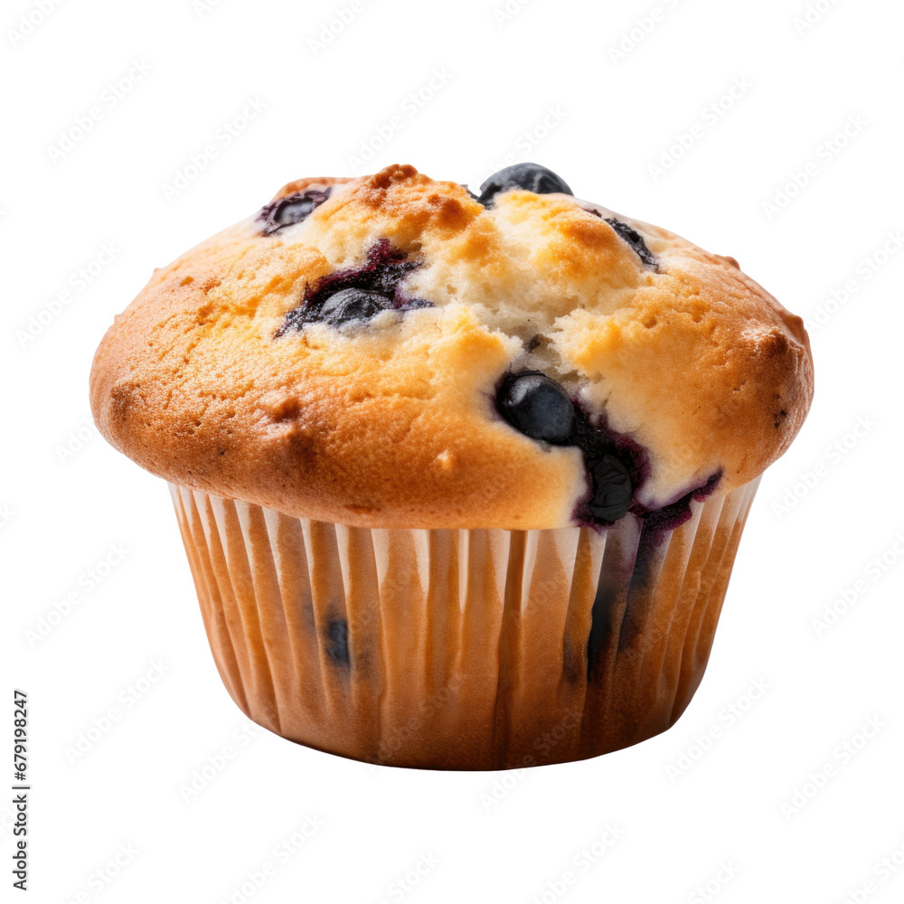Blueberry muffin cupcake isolated on transparent background. Generative Ai Blueberry muffin cupcake isolated on transparent background. Generative Ai