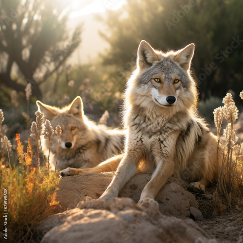 Fotografia de pareja de lobos en un paraje natural © Iridium Creatives