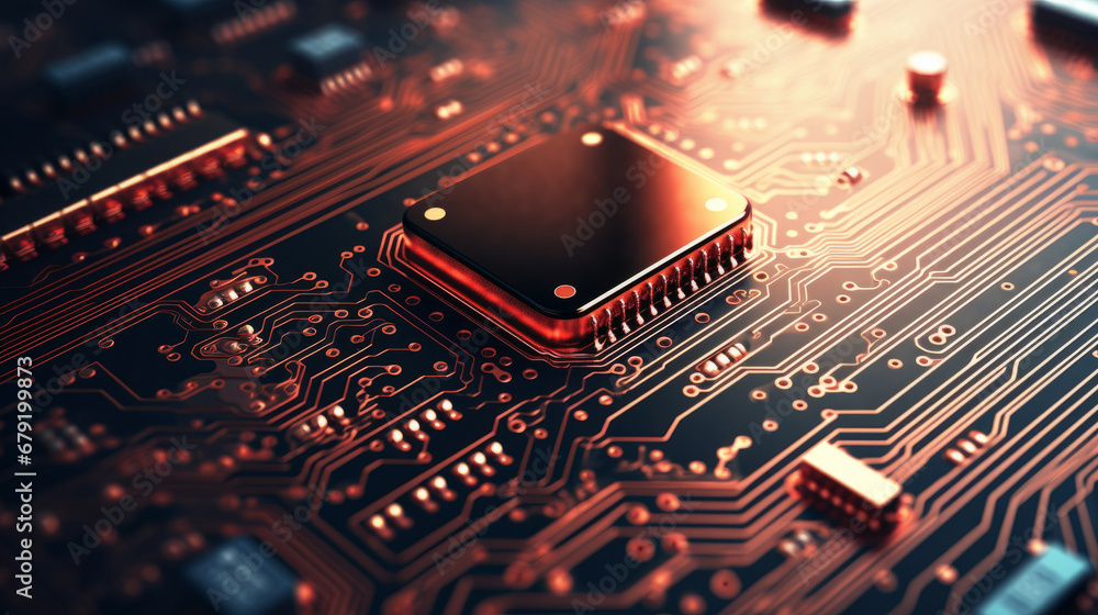 Close up view of electronic circuit board Close up view of electronic circuit board