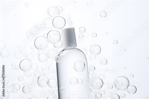 Air oxygen cell bubbles for cosmetics product on white background