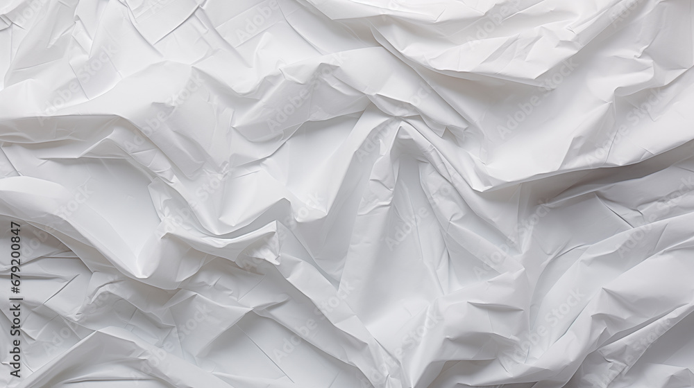Texture of crumpled white paper, top view. Light gray crumpled paper background, close-up. Blank white paper. Place for text. Copy space Texture of crumpled white paper, top view. Light gray crumpled paper background, close-up. Blank white paper. Place for text. Copy space