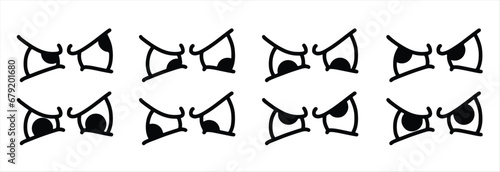 Angry Eyes Silhouette Vector Set