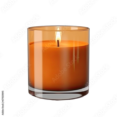 Amber Glass Candle with Blank Sticker Mockup isolated on white background