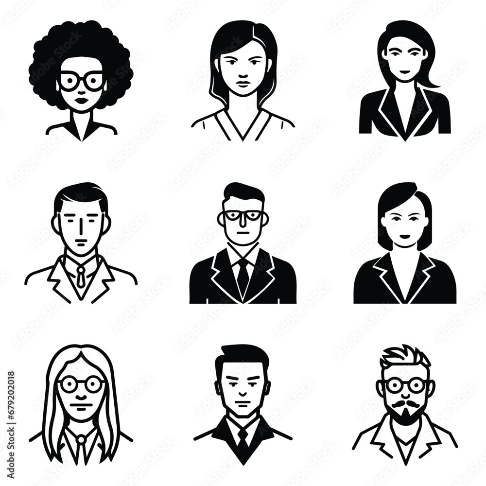 Business People 1 Flat Icon Set Isolated On White Background