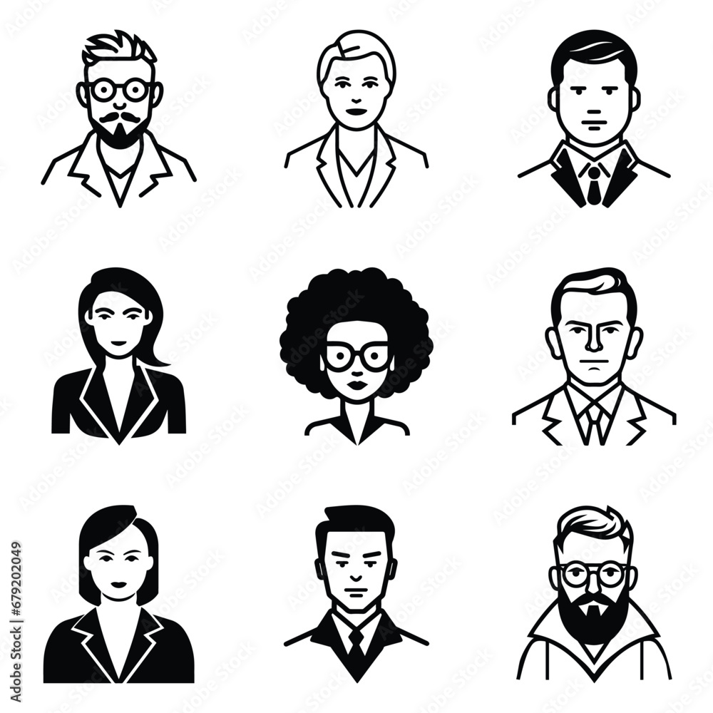 Business People 1 Flat Icon Set Isolated On White Background Business People 1 Flat Icon Set Isolated On White Background