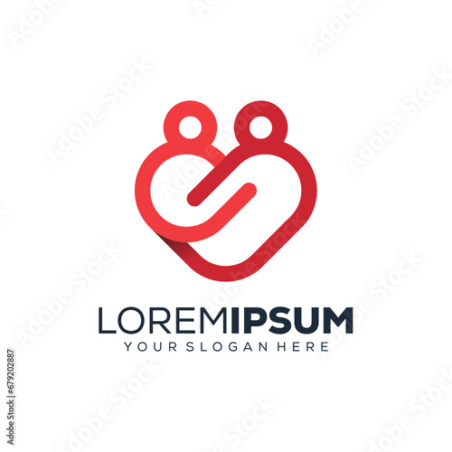 Abstract love family logo design photo