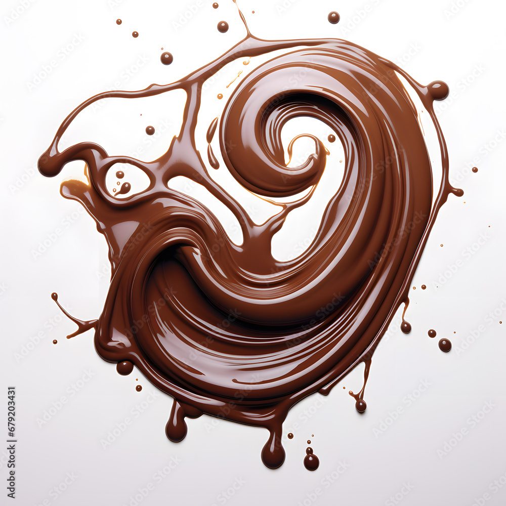 Melted Chocolate swirl whirlpool isolated on white background Melted Chocolate swirl whirlpool isolated on white background