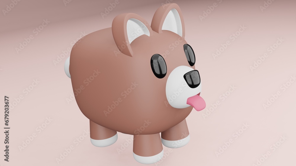 Dog very cute. brown body. The body is brown and white.. 3D render Dog very cute. brown body. The body is brown and white.. 3D render