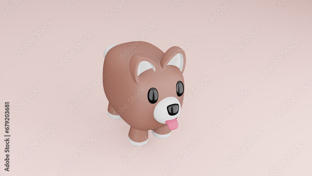 Dog very cute. brown body. The body is brown and white.. 3D render Dog very cute. brown body. The body is brown and white.. 3D render