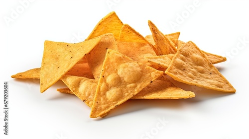 Flying Mexican Nachos Chips isolated on white background