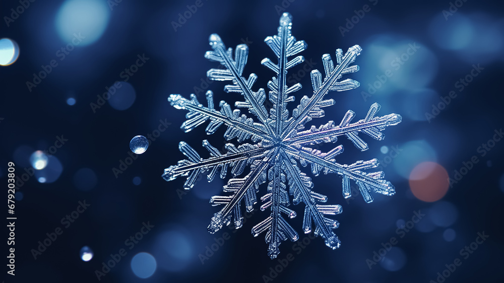 Winter background with macro shot of a snowflake close up. New Year header for a website with Copy space. Winter background with macro shot of a snowflake close up. New Year header for a website with Copy space.